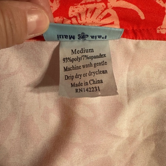 Rip Skirt Hawaii Coral Peach Hibiscus Print Skirt Length 2 Water Resistant - Picture 6 of 9